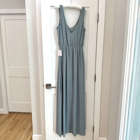 Show Me Your MuMu Kendall Maxi Dress Size XL Silver Sage Crisp Chiffon - Picture 3 of 5